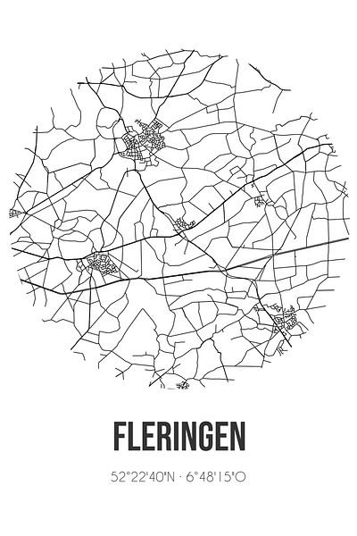 Fleringen (Overijssel) | Landkaart | Zwart-wit van Stad & Wand