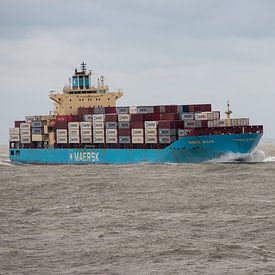 Containerschiff im Sturm vor Rotterdam unterwegs von scheepskijkerhavenfotografie