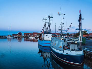View to the port of Klintholm Havn in Denmark van Rico Ködder