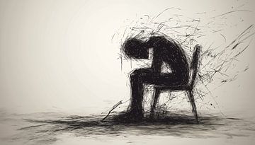 Depressief persoon op een stoel panorama van TheXclusive Art