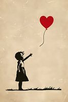 Mädchen greift nach herzförmigem Ballon