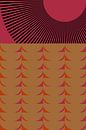 Retro kunst uit de jaren 70. Abstract geometrisch patroon nr. 14 van Dina Dankers thumbnail