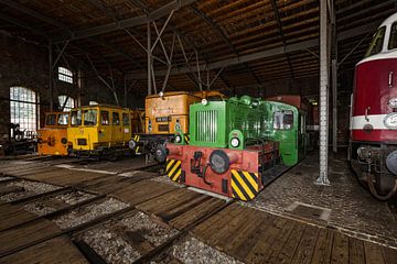 Diesellocs in Locloods Spoorweg museum Schwarzenberg van Rob Boon