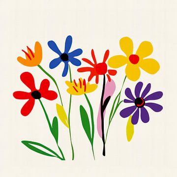 Naïeve bloemen Midcentury Moderne tuin van Floral Abstractions