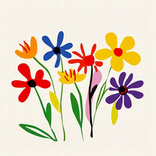 Fleurs naïves Midcentury Moderne Jardin