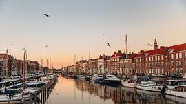 Floating boats in the harbour of Middelburg