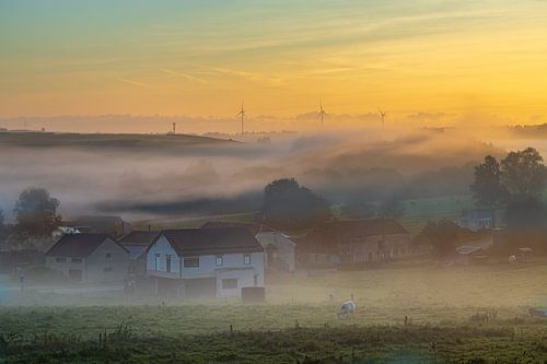 Bastogne in de mist.