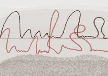 Ups and Downs, abstract painting with calm earth tones and lines