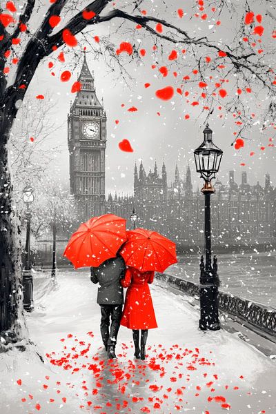 Romantic winter walk in London by Poster Art Shop