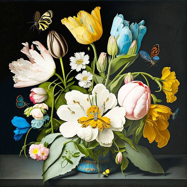 Stillleben Blumen Vase Niederlande Barock Eleganz von gm_designs