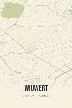 Alte Karte von Wiuwert (Fryslan) von Rezona