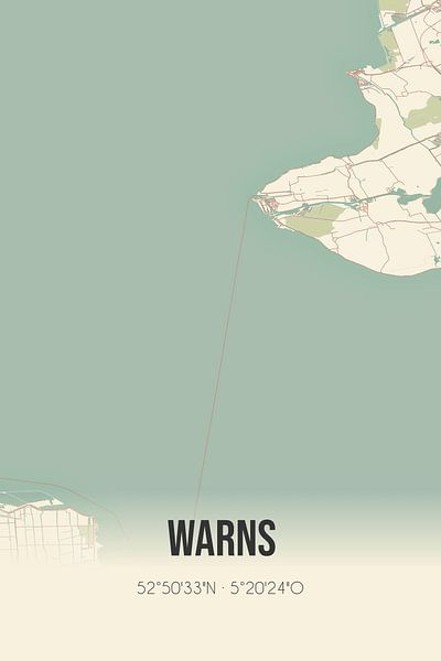 Vintage map of Warns (Fryslan) by Prints of Place