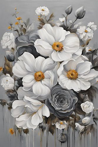 Yellow Orange Bloesem Bloemen Schilderij