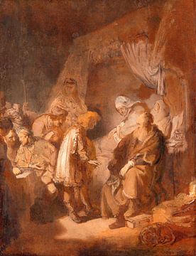 Jozef zijn dromen vertellend, Rembrandt van Rijn