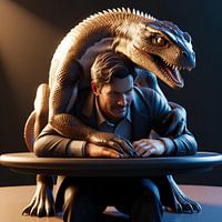 a man sit on a table