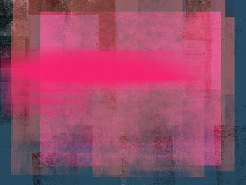 Stedelijke dageraad. Moderne abstracte kunst in neonroze, blauw, terra.