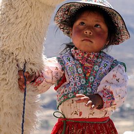Peruvian Girl with her Alpaca by Gert-Jan Siesling