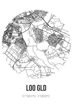 Loo Gld (Gelderland) | Karte | Schwarz und Weiß von Rezona