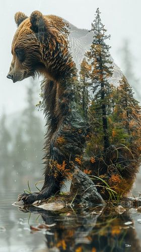 multiple exposure tussen dier en natuur