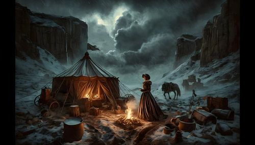 Zigeunerkamp voor een diepe bergkloof