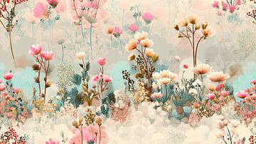 Wilde Bloemen, Warme Tinten | Muur Behang van Karina Brouwer
