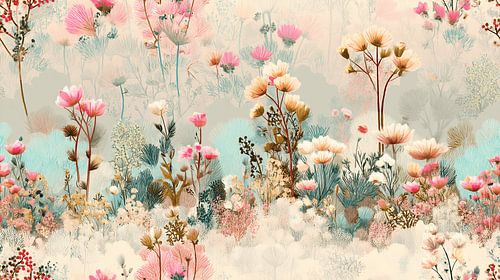 Fleurs sauvages, teintes chaudes | Papier peint mural