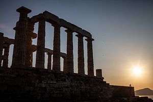Sonnenuntergang am Kap Sounion in Griechenland