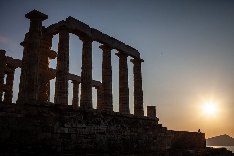 Sunset at Cape Sounion in Greece by Eric van Nieuwland