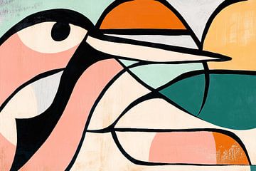 Abstracte vogel in zachte kleuren van Art & Soul Creations