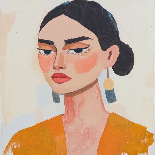 Gouache fashion portrait lady by Kunstkabinet