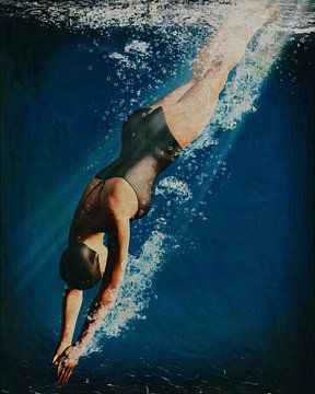 Femme plongeant dans l'eau sur Jan Keteleer