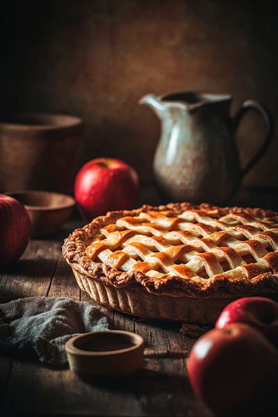 Apfelkuchen im rustikalen Stillleben von Poster Art Shop