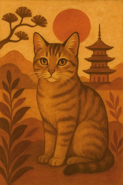 Cat in boho style painting. by Johannes