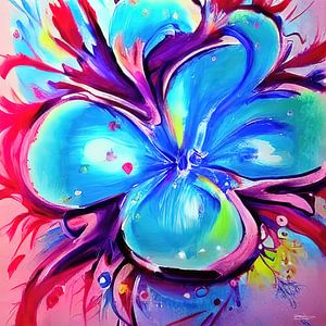 bunte blaue Blume von Gelissen Artworks