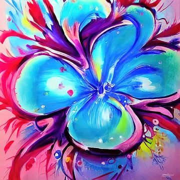 kleurige blauwe bloem van Gelissen Artworks