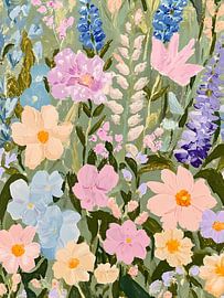 Sommerliche Blumenwiese in Pastelltönen von IamHome Studio