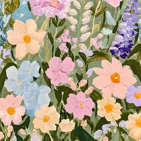 Sommerliche Blumenwiese in Pastelltönen von IamHome Studio