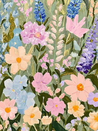 Summer pastel floral meadow