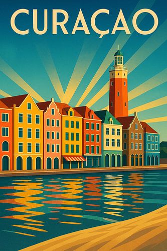Curaçao Muurkunst - kleurrijke Caribische Poster Print