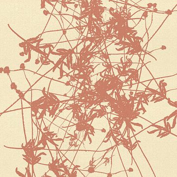 Minimalistische botanische kunst met terracotta klaprozen op gebroken wit van Dina Dankers