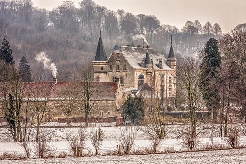 Kasteel Schaloen in Oud-Valkenburg in winterse sfeeren