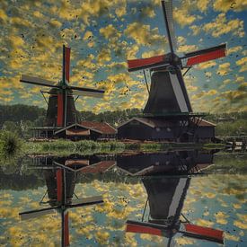 Wasserreflexion, Zaanse Schans, Niederlande von Maarten Kost