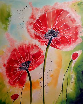 Coquelicots artistiques sur Bianca ter Riet