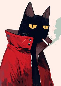 Zwarte kat rookt 2 van MIROKKU