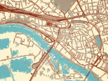 Carte de Arnhem Centrum dans le style Blue & Cream sur Map Art Studio
