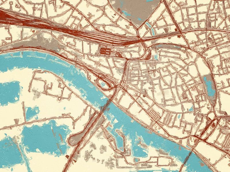 Map of Arnhem Centrum in the style Blue &amp; Cream by De Kaartenwinkel