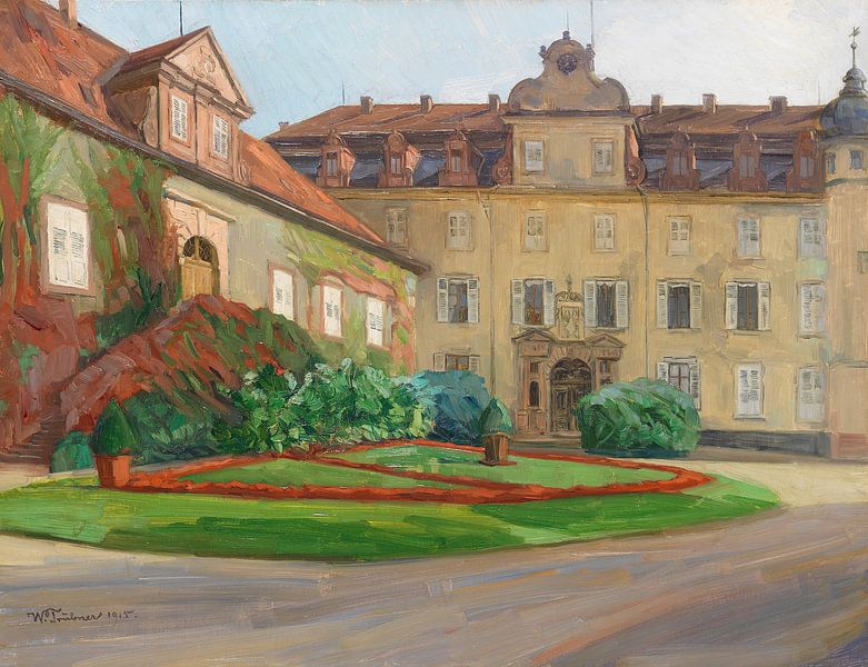 Schloßhof in Baden-Baden im September, Wilhelm Trübner van Meesterlijcke Meesters