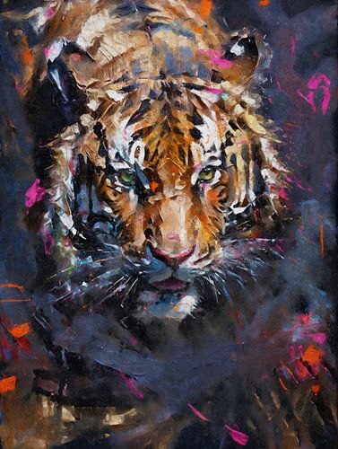 Geschilderd portret van een Tijger