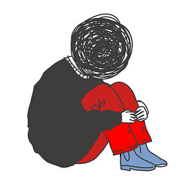 Neo Expressionism Depressed Head Emotional Portrait Illustration by Aden Pink Studio