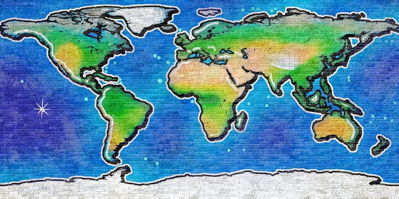 Graffiti World Map  by Frans Blok - photos, art and other wall decoration